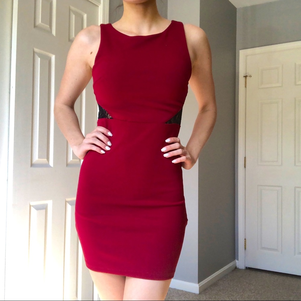 Burgundy bodycon dress